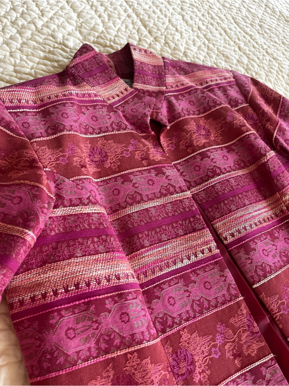 Coldwater Creek Fuchsia and Burgundy Patterned Silk Blazer
